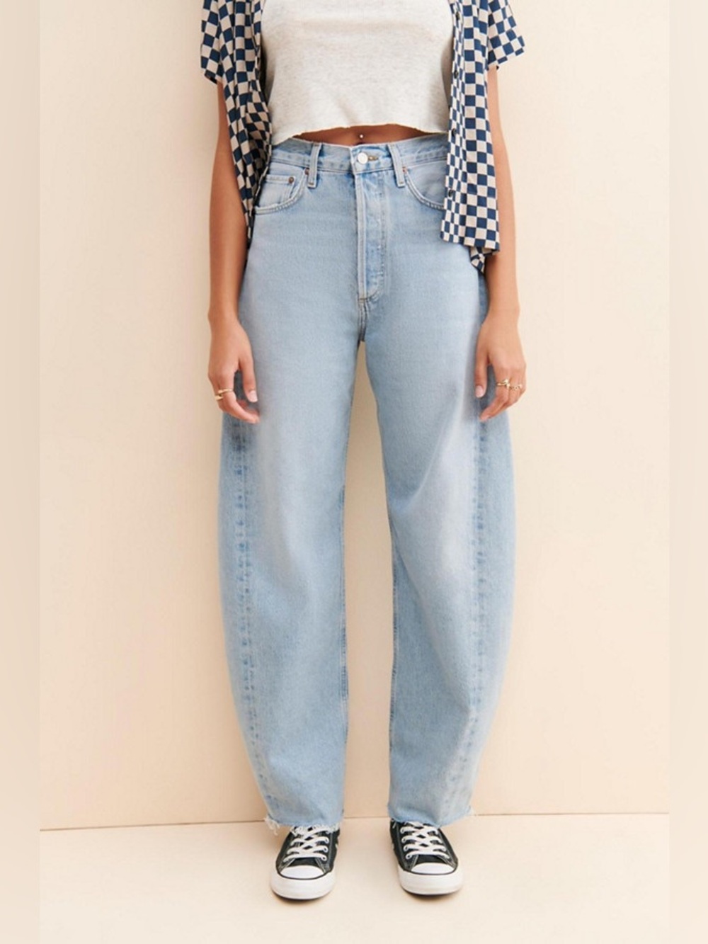 Like New- Agolde Luna high-rise pieced taper jeans - Light Wash- Size 29